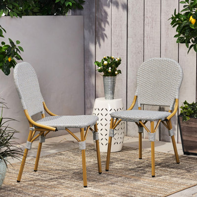 Chaise française 2 pièces, chaises d'extérieur grises, cadre en aluminium rouille, emballage thématique de décoration, l 17,75 po x P 23,00 H 34 paire, sièges, cadre rouille, finition