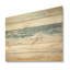 Beige et bleu plage tranquillité - art mural bois de plage côtière sur bois de pin naturel-101405303