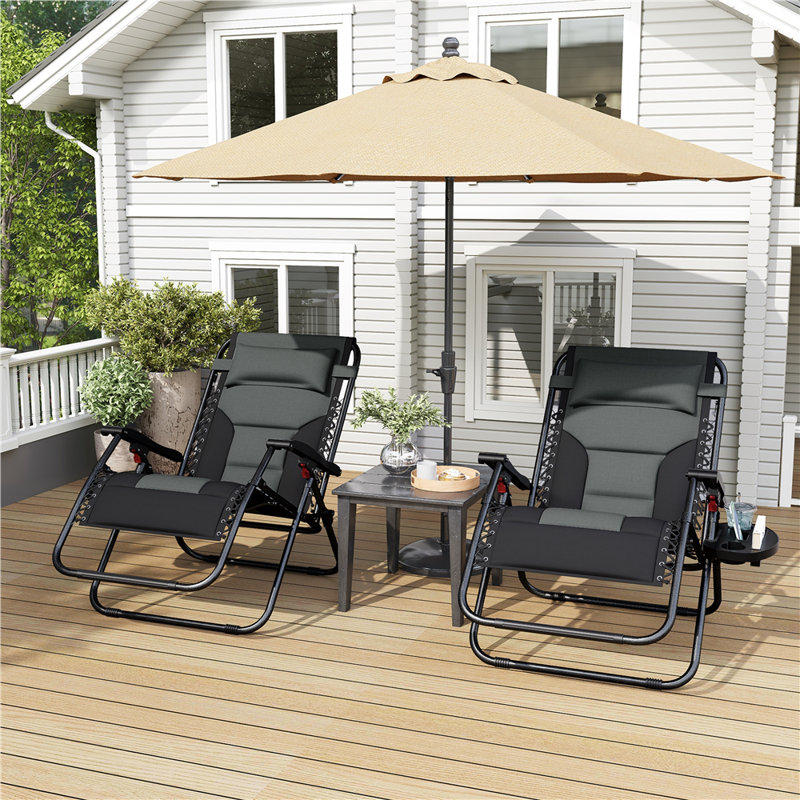 Color Folding Beach Chair, Grey/Black