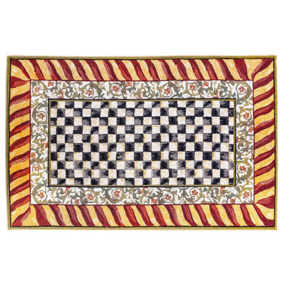 Courtly Check® Red/Gold Washable Rug