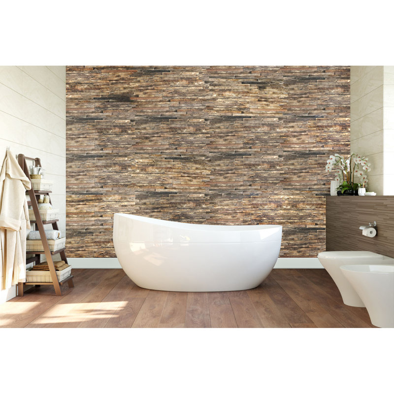 Natural Finish Stacked Boat Wood Mosaic Wall Tile
