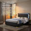 Cadre de grand lit, lit plateforme noir avec DEL, lit à cadre en bois, aucun sommier requis, style rétro-125290565
