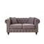 Canapé chesterfield de style moderne de 63,5 po, canapé modulaire en velours, capitonné avec accoudoirs cloutés avec 2 coussins, tissu rembourré et pieds en bois