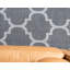 Tapis géométrique en coton gris foncé / ivoire-83801106