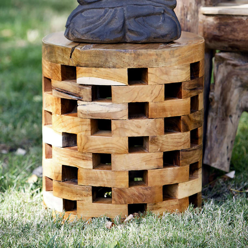 Tabouret rond en teck