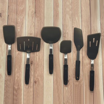 6 -Piece Spatula / Turner Set -  Bexcel, 6 pieces black silicone flexible turner set