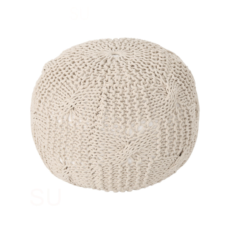 Pouf rond en coton Bordeaux, Beige