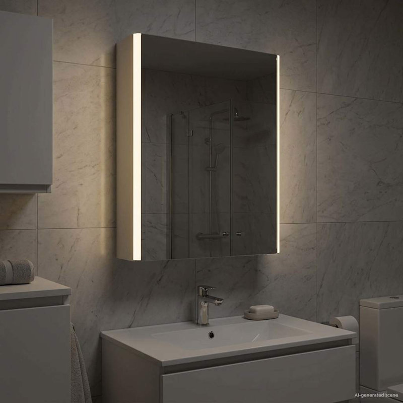 W H Wall Mounted Required Medicine Cabinet Mirror 2, White, 60.5cmH x 43cmW x 11.5cmD