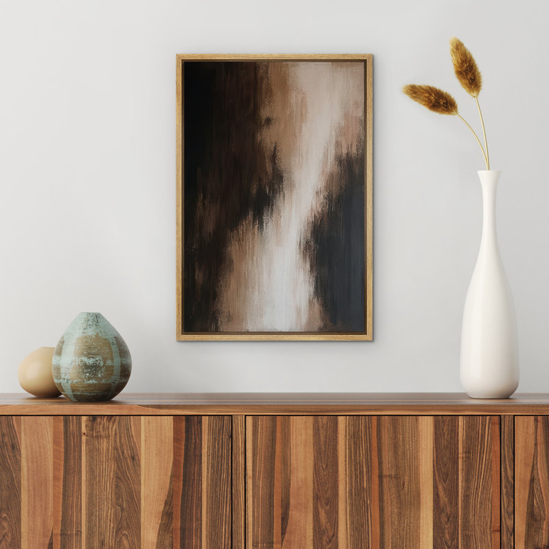 Reproduction d'art abstrait sur toile encadrée pour décoration intérieure moderne, H 24 po x l 16 po, Naturel