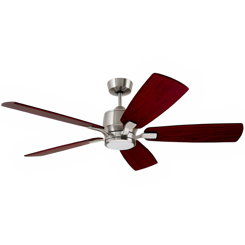 72" Brushed Steel Ceiling Fan with Walnut Blades and LED Light