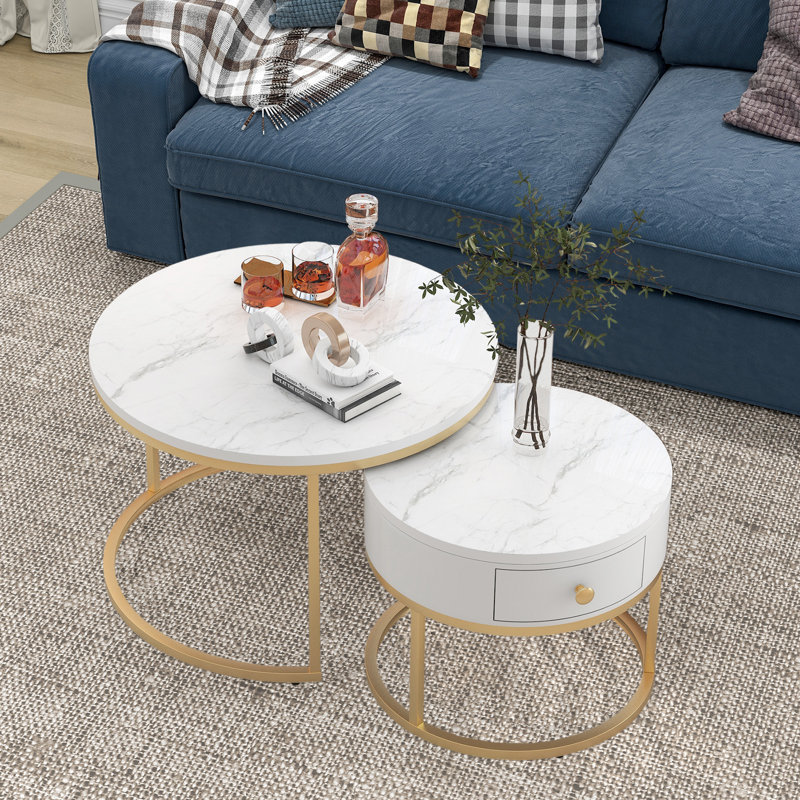 Anglina Coffee Table with Storage, White, 48" H x  70" W x 70" D