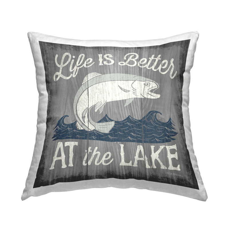 «Life Better At Lake», impression sur coussin décoratif par Laura Marshall