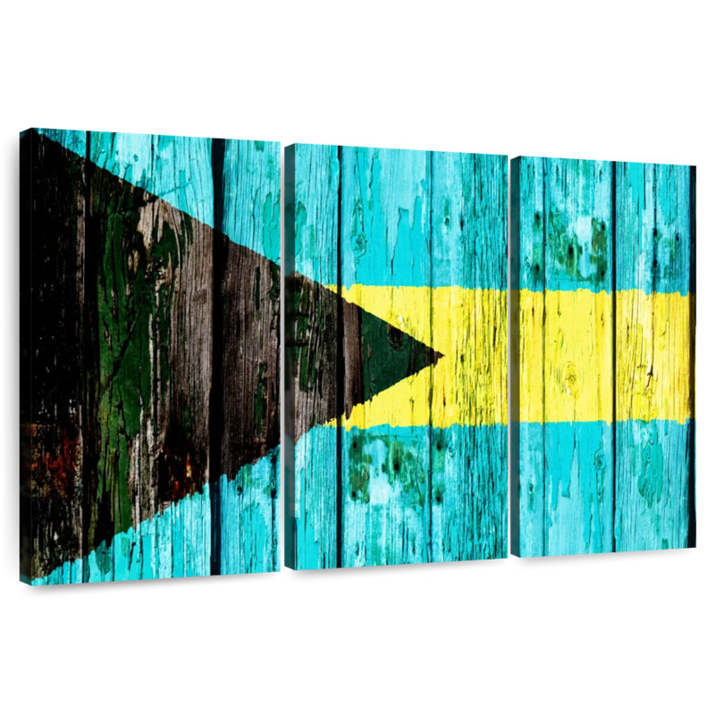 Borges Wooden Bahamas Flag, 42" H x 65" W