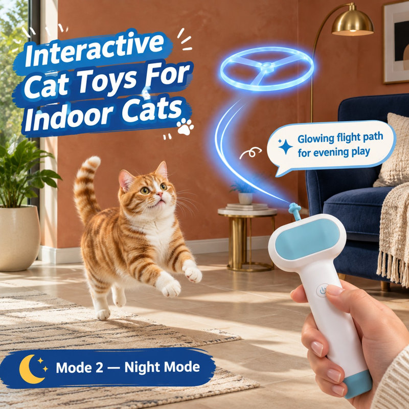 Lanceur de gâteries rechargeable grande capacité pour chats, avec 5 disques volants souples et flexibles pour chatons et chats adultes d'intérieur, pour jouer à la poursuite et au pistage.