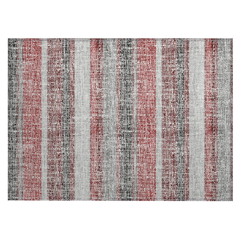 Machine Washable Indoor/Outdoor Xhevrie Burgundy Rug, Rectangle 1'8" x 2'6"