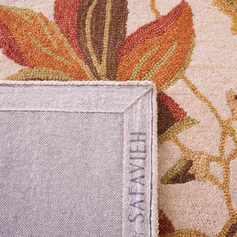 Tapis floral en laine / coton / latex crocheté à la main Emrick Blossom, Tapis de couloir 2 pi 3 po x 11 pi