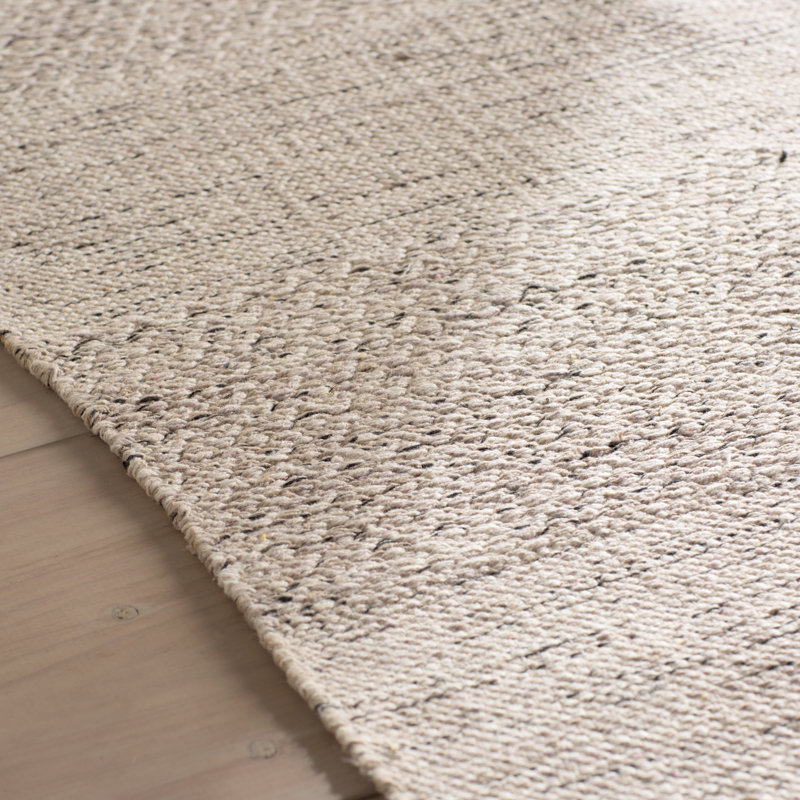 Tapis ivoire / gris acier en coton tissé à plat à la main Bester, Tapis de couloir 2 pi 3 po x 20 pi