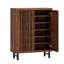 Armoire à chaussures 33,46 po en bois de noyer moderne à 6 niveaux avec portes à persiennes-1561186968