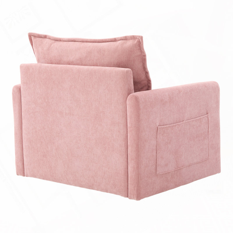 36.3" Chenille Rotatable Upholstered Sofa Chair With Side Pockets, Pink