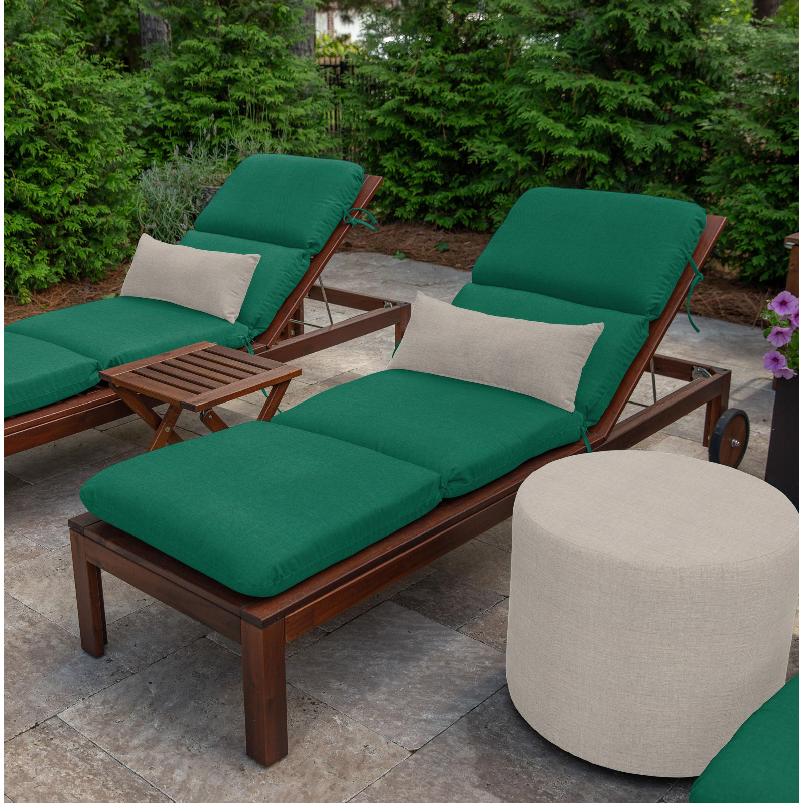 Marlowe Sunbrella® 1-Piece Outdoor Chaise Cushion, Canvas Forest Green Sunbrella® Canvas