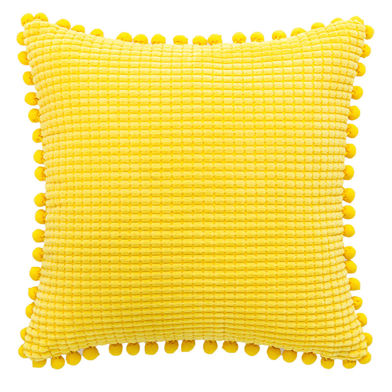  Housse de coussin rectangulaire en mélange de coton, Housse de coussin seulement - sans coussin, Jaune