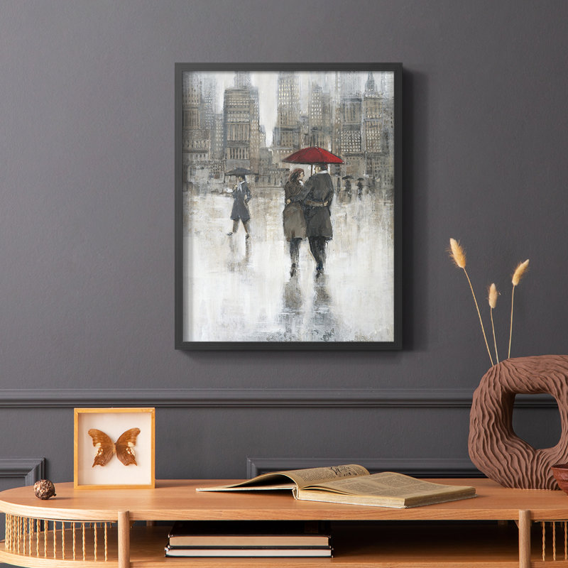 «Rain in The City II», reproduction encadrée - bois massif, Noir, H 28 po x l 22 po