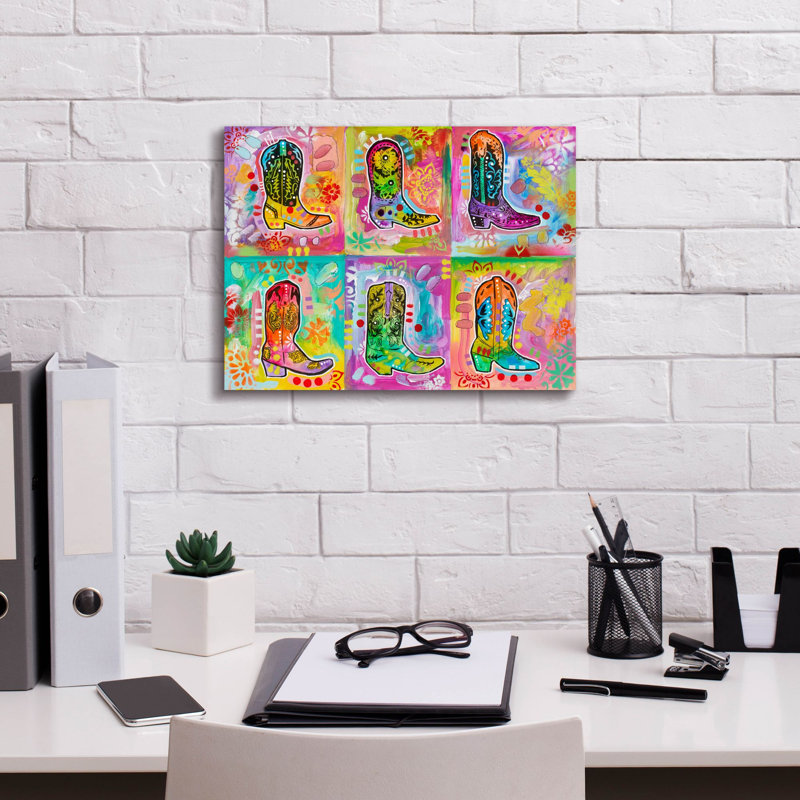 «Six Shooter» par Dean Russo, art mural sur toile, H 12 po x l 16 po x P 0,75 po