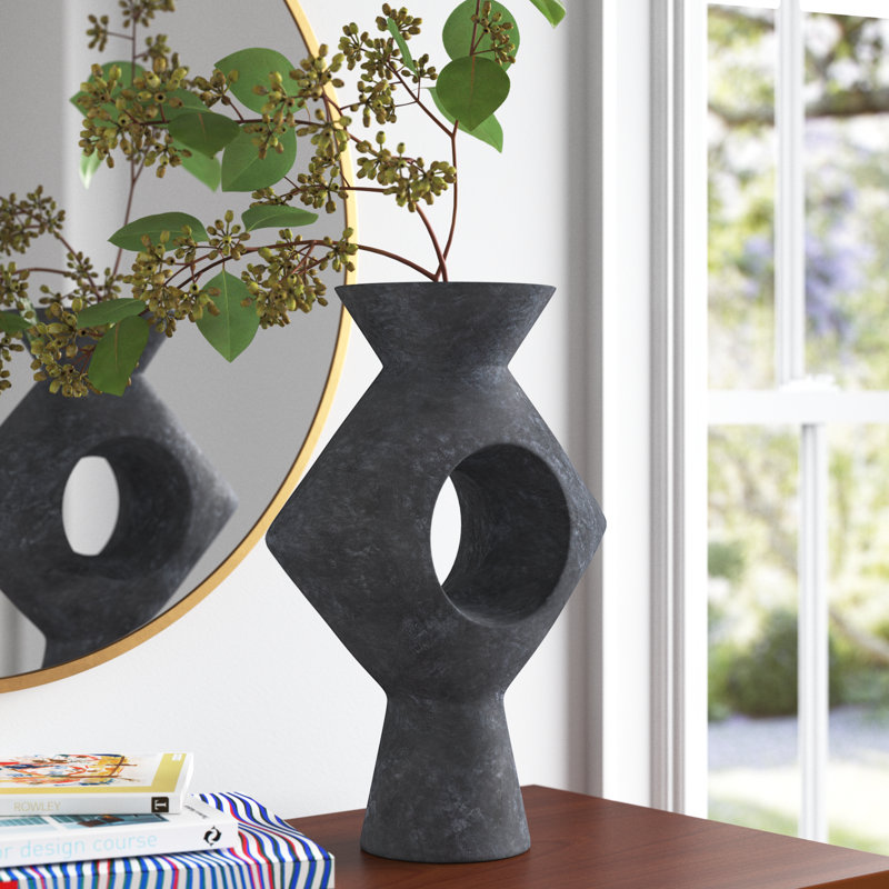 Vase de table en céramique Fitzpatrick, Gris foncé