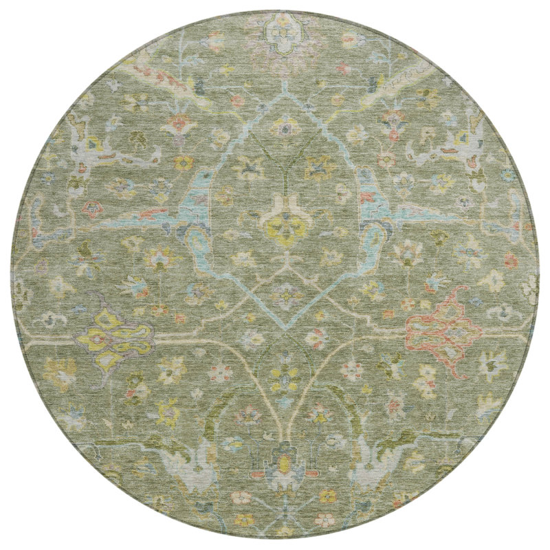 Machine Washable Indoor/Outdoor Leavittsburg ACN2232 Global Rug, Round 8'
