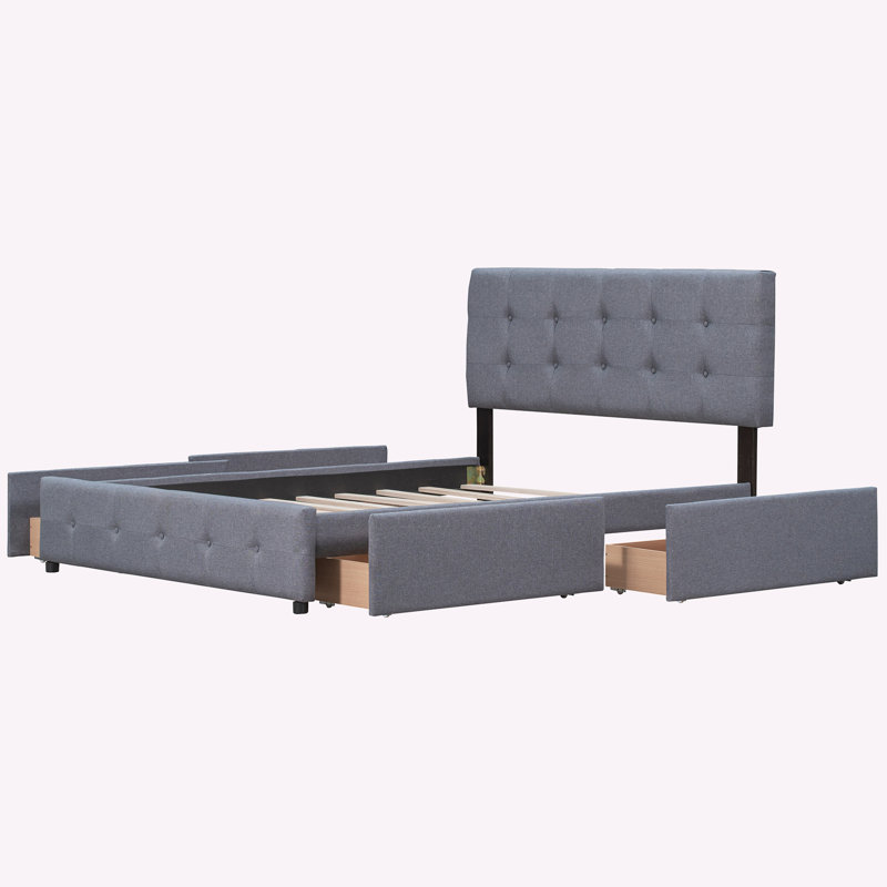 Lit tapissier avec rangement, Gris foncé