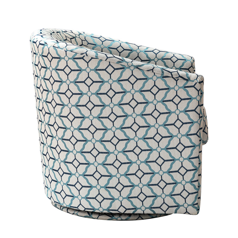 Fauteuil d'appoint pivotant rembourré Amiir, Bleu marine/blanc