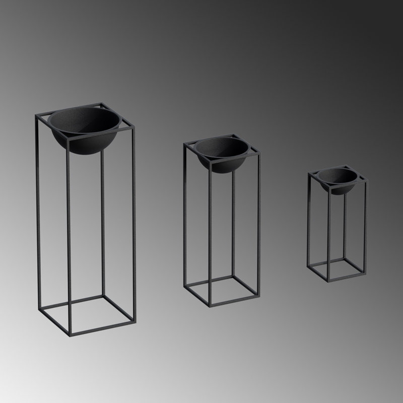 Elegant Decorative Metal Pot Set (3 Pieces), Black Finish | Includes 10.2 x 31.5 x 10.2 in, 8.7 x 23.6 x 8.7 in, and 6.7 x 15.7 x 6.7 in | 100% Durable Metal Construction, No Installation Required, Perfect for Indoor & Outdoor Decor