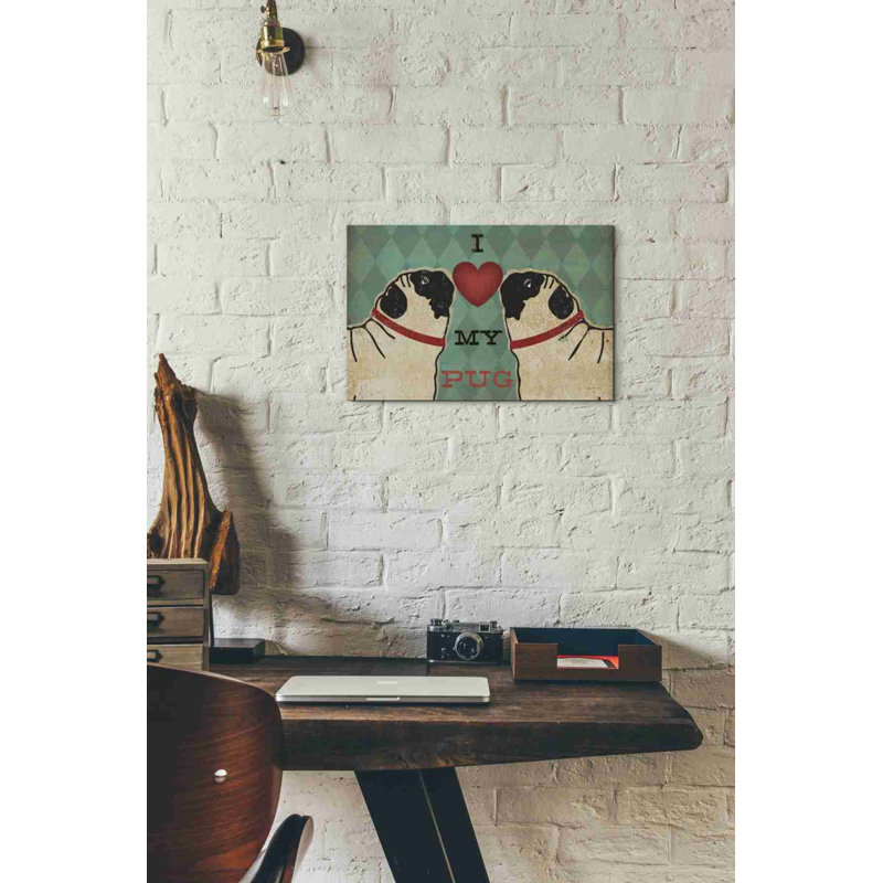«Pug and Pug - I Love My Pug» par Ryan Fowler - impression sur toile tendue
