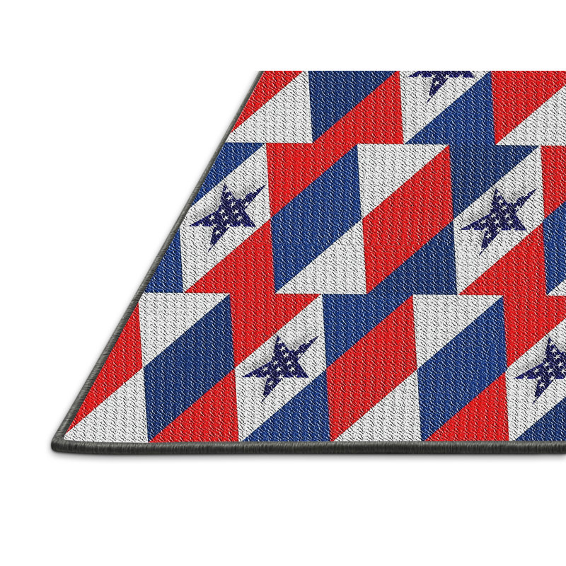 Tapis rouge/bleu tissé à la machine, Tapis de couloir 2 pi x 5 pi