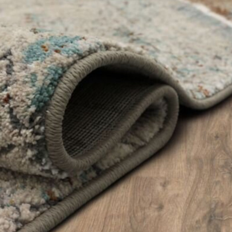 Dim Grey Geometric Wool and Synthetic Area Rug