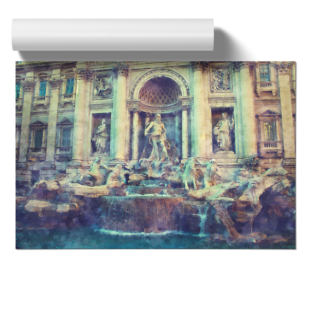 Trevi Fountain in Rome Painting - Frameless Print