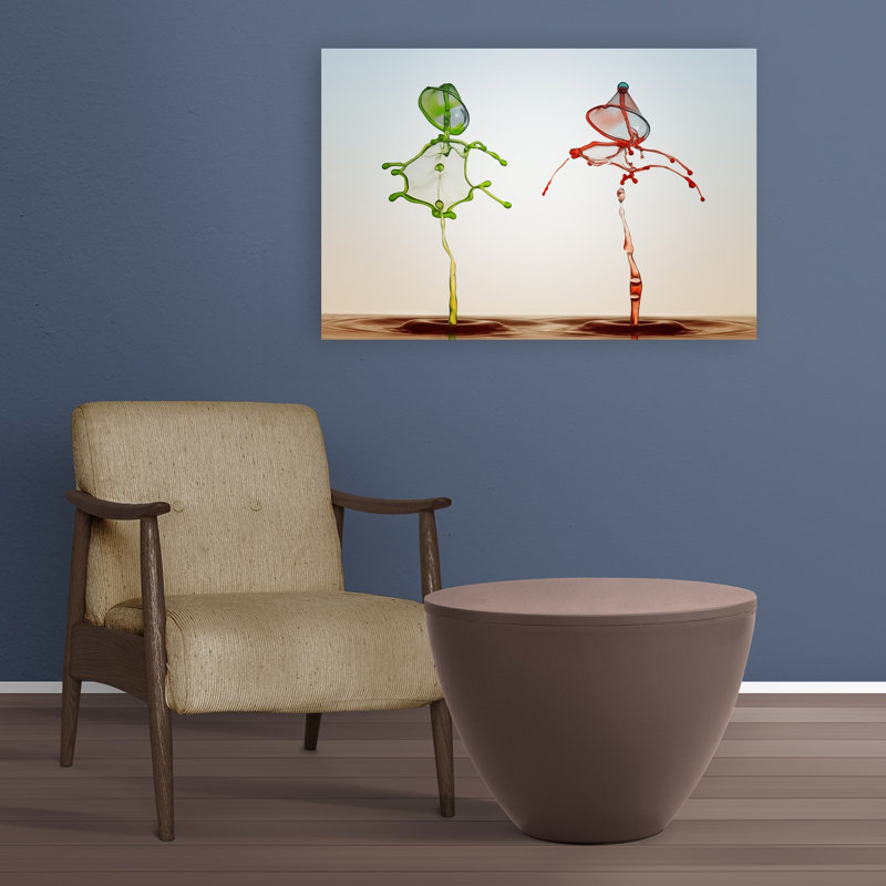Figures liquides dansantes, impression murale abstraite, délicate et élégante, H 24 po x l 36 po