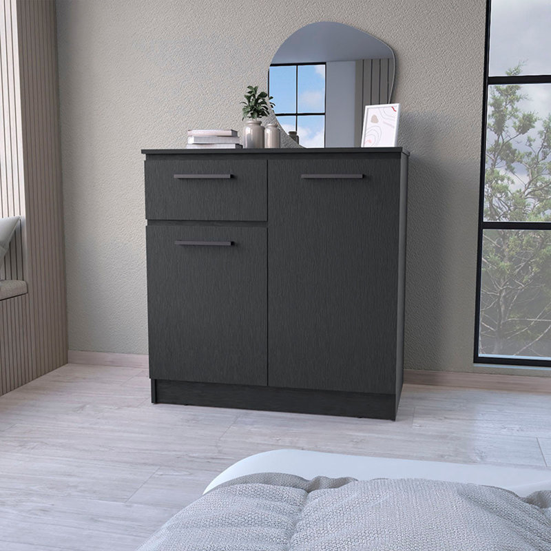 Commode 2 portes 1 tiroir Wengé, Wengé
