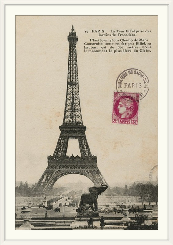 « paris 1900 », impression, Cadre blanc, H 38 po x l 28 po x P 1 po