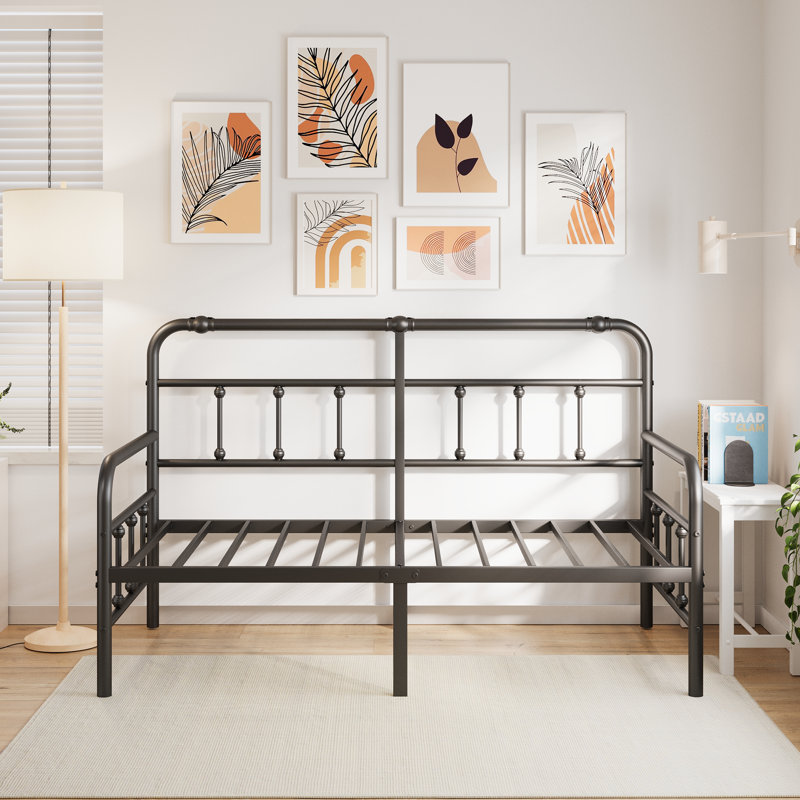 Daybed, Slat Support Sofa Bed Frame, No Box Spring Needed, Black