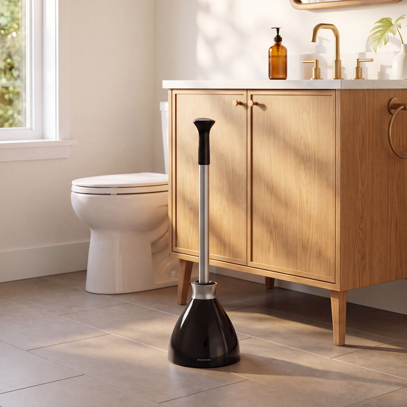 Simplehuman Toilet Plunger and Caddy, Black