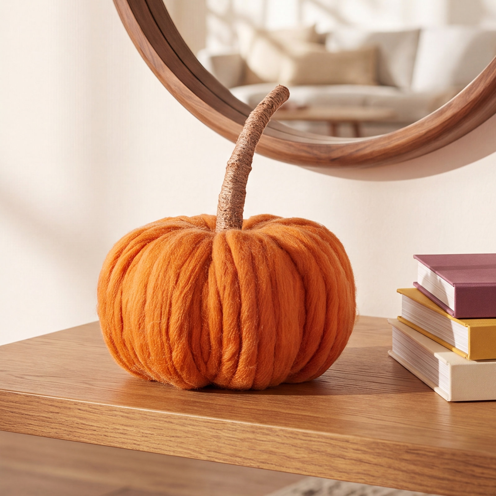 Wrapped Stem Pumpkin Holiday Accent
