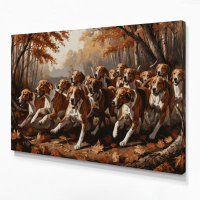 Dogs English Foxhound Black Canvas Wall Art