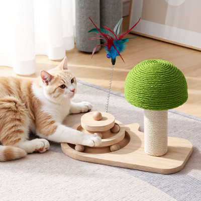 Sisal Ball Solid Wood Cat Scratcher Tree Cat Ball Toy