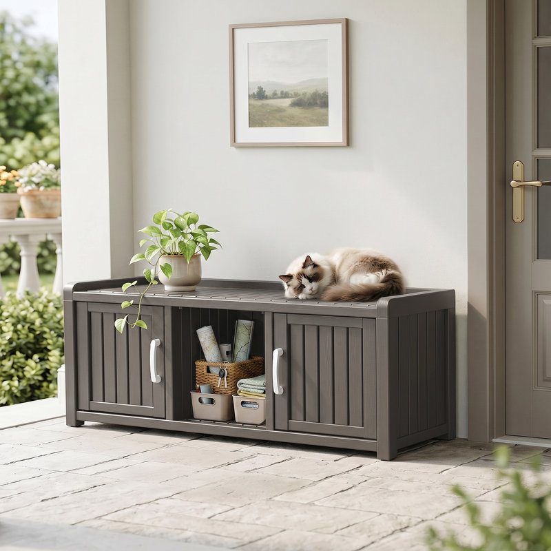 47" 2-Door Shoe Storage Cabinet, Gray