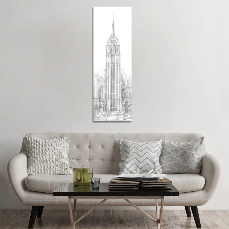 « Aerial City View II » par Ethan Harper-impression de dessin panoramique, H 60 po x l 20 po x P 1,5 po, Toile tendue