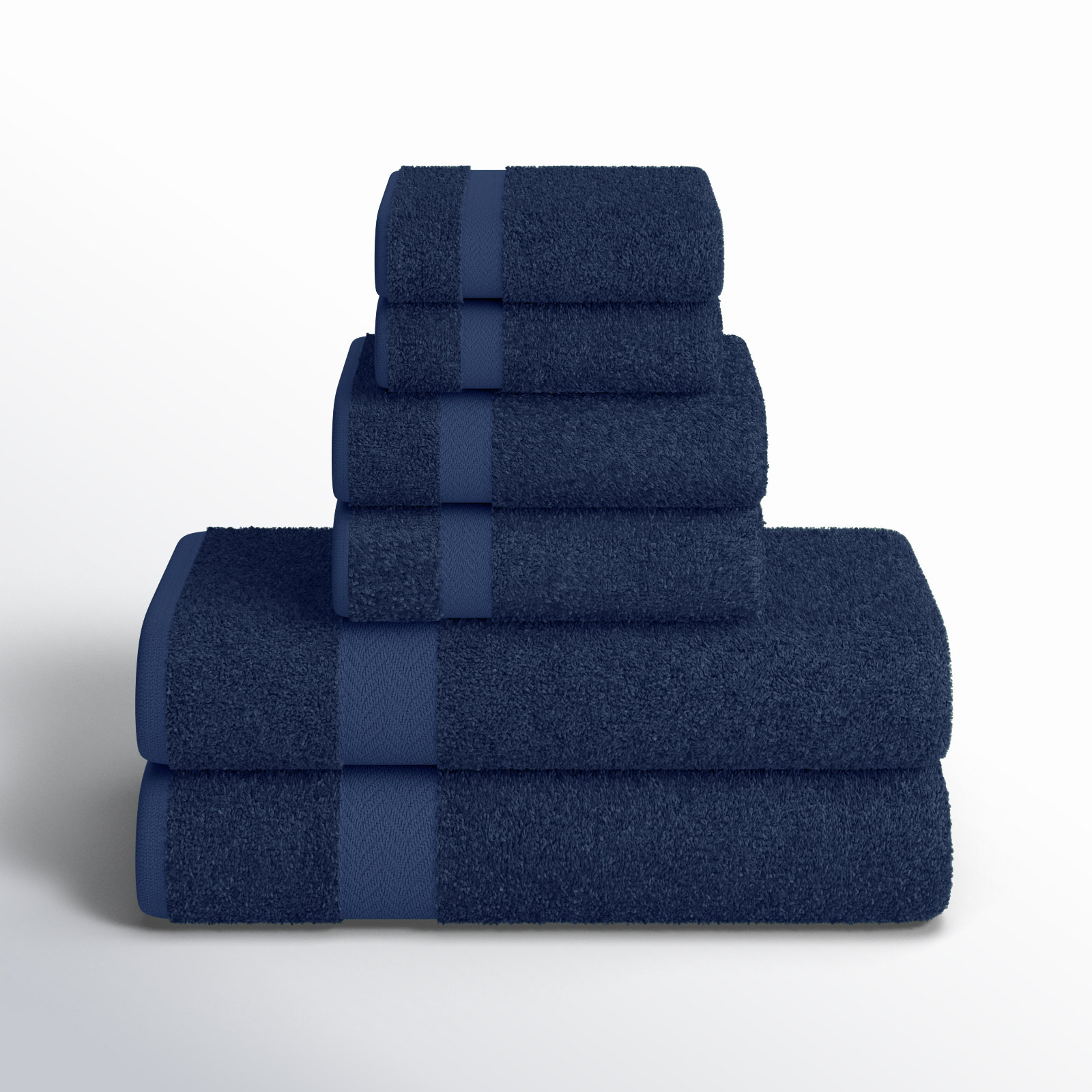 Franklin Cotton Lightweight Quick-Drying Face Towel Washcloth, Navy Blue, 24 Pieces Towel Set