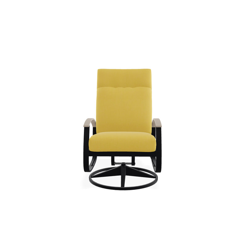 Chaise de patio pivotante avec coussins Askar, Jaune 43A, Désert P60, Noir texturé