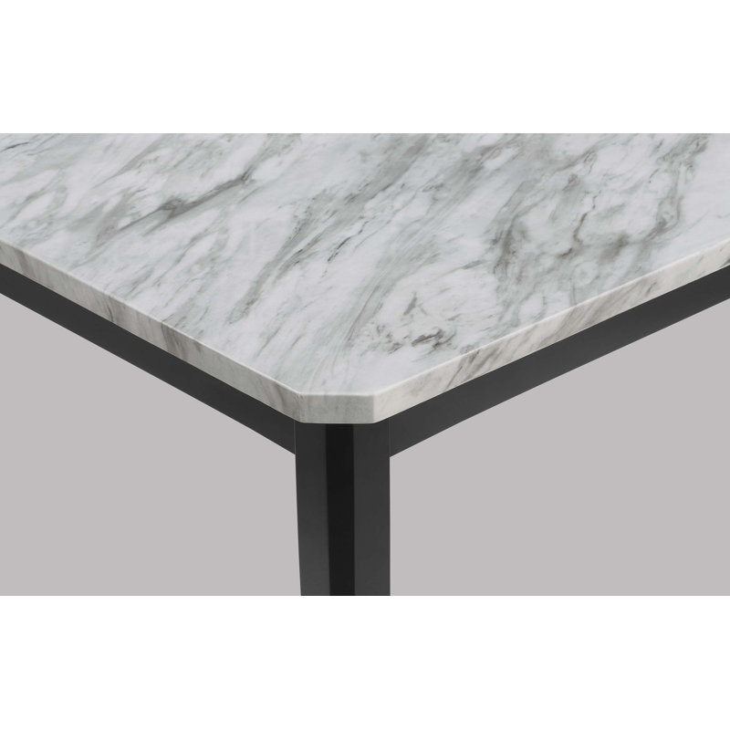 Ensemble de salle à manger 6 pièces avec plateau rectangulaire en faux marbre et plateau en bois massif