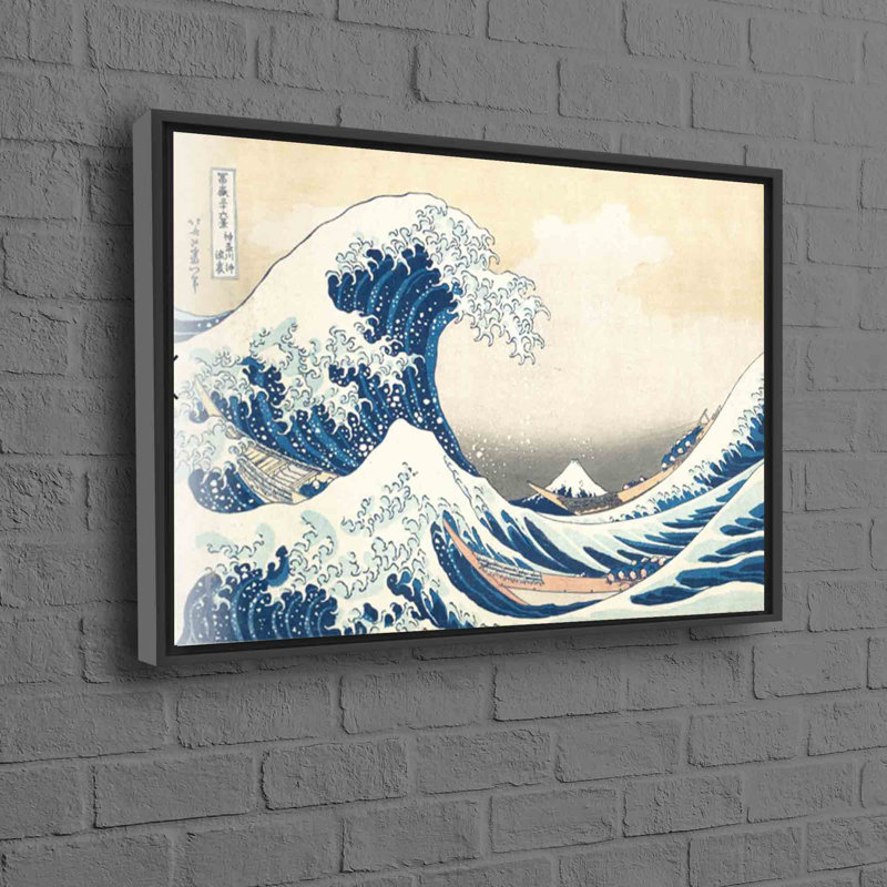 Grande vague inspirée de Hokusai, art mural sur toile de fond abstrait, parfait pour un décor dramatique au Japon, Noir
